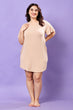 Taupe Solid Long T-shirt Mini Dress