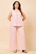 Lined Solid Button Up Waist Co-ord Set-Baby Pink