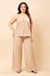 Lined Solid Button Up Waist Co-ord Set-Warm Sand