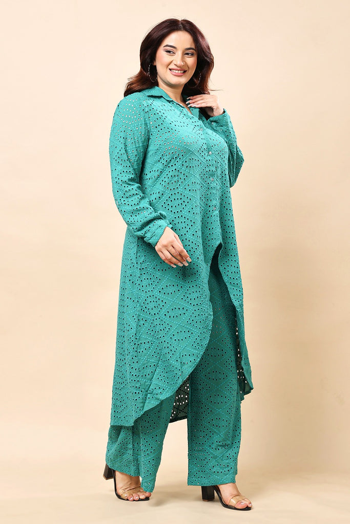 Model wearing Cotton Co-ord Set with Pattern type: Solid-4
