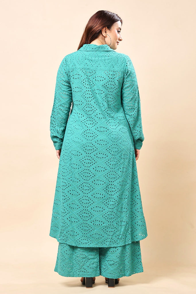 Model wearing Cotton Co-ord Set with Pattern type: Solid-7