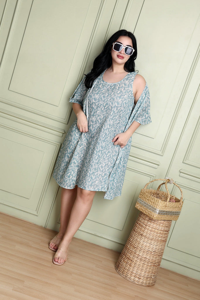 Model wearing Cotton Mini Dress with Pattern type: Floral-5