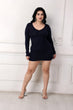 Navy Blue Solid Bodycon Dress with Long Sleeves
