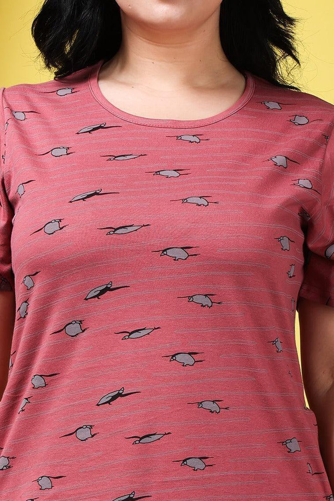 Penguin Printed Long T-shirt Dress - theshimmerhouse
