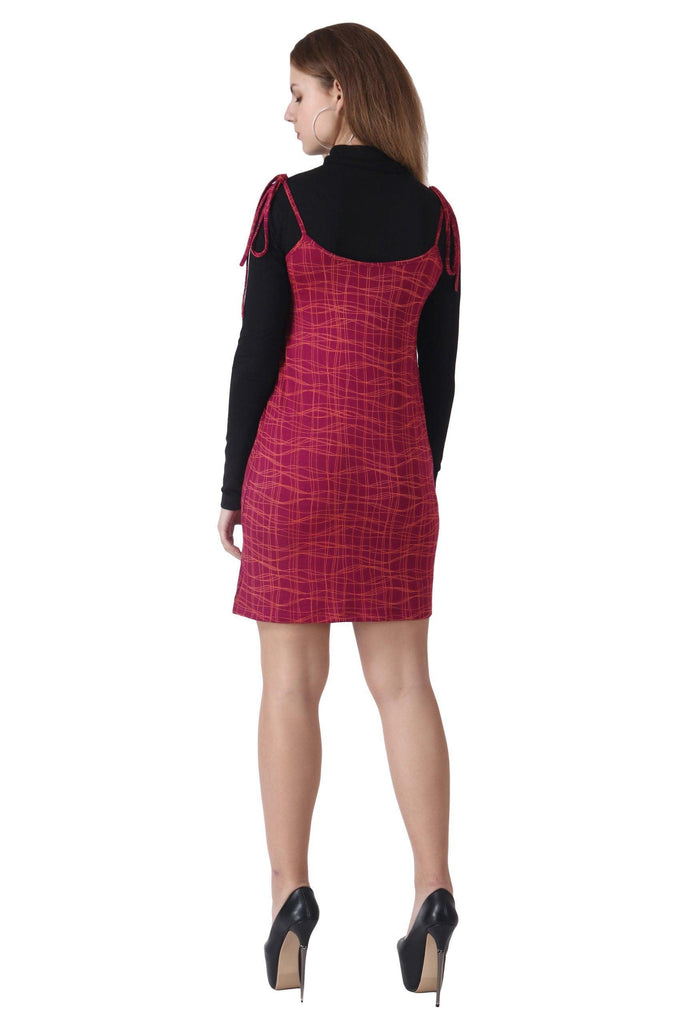 Model wearing Viscose Lycra Mini Dress with Pattern type: Lines-2