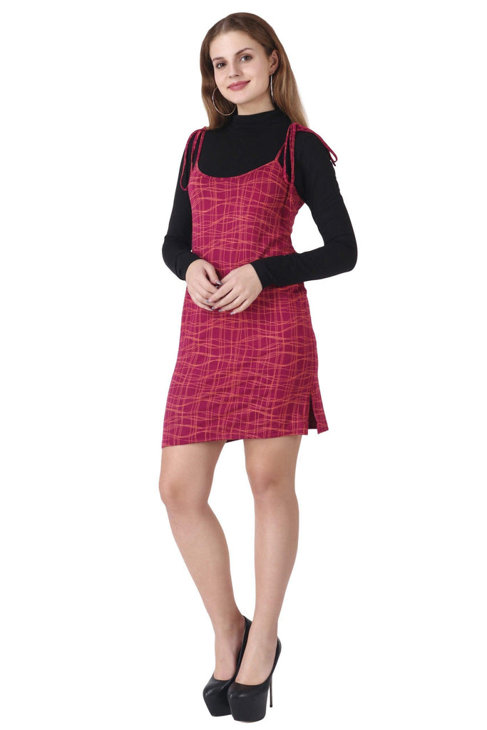Model wearing Viscose Lycra Mini Dress with Pattern type: Lines-3
