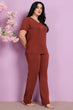 Cotton Solid Pyjama Night Suit Set-Brown