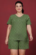 Green Polka Dots Printed Night Suit Set