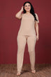 Cotton Solid Pyjama Night Suit Set-Cream