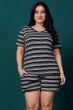 Black & White Small Striped Night Suit Set