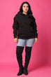 Solid Winter Sweatshirt with Hoodie-Black