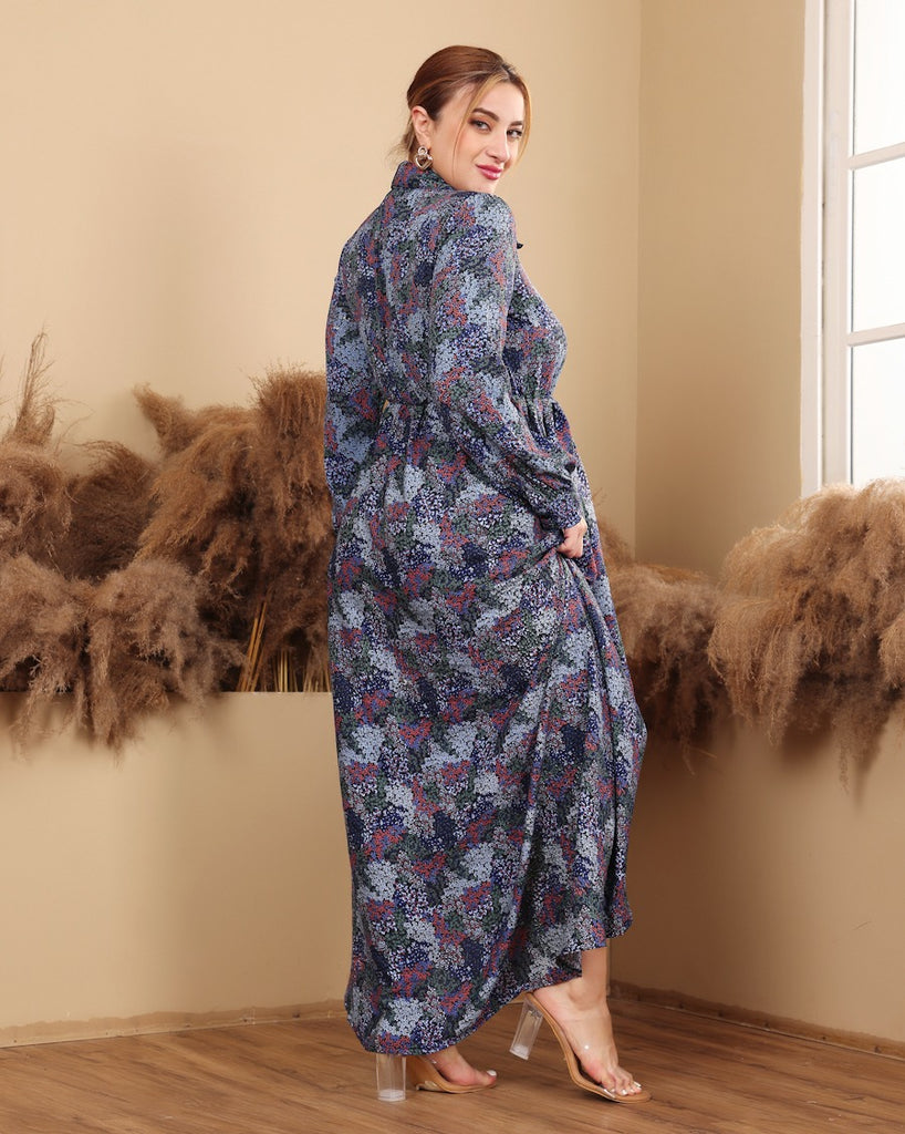 Model wearing Polyester Maxi Dress with Pattern type: Floral-1