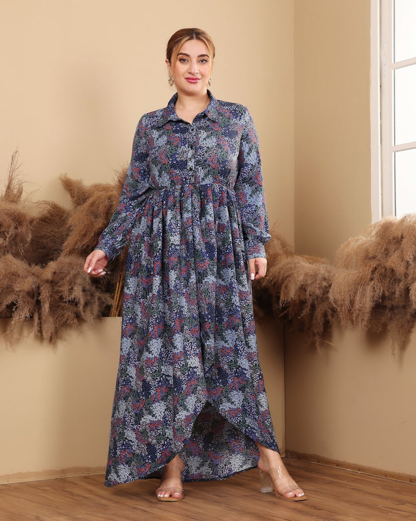 Model wearing Polyester Maxi Dress with Pattern type: Floral-2