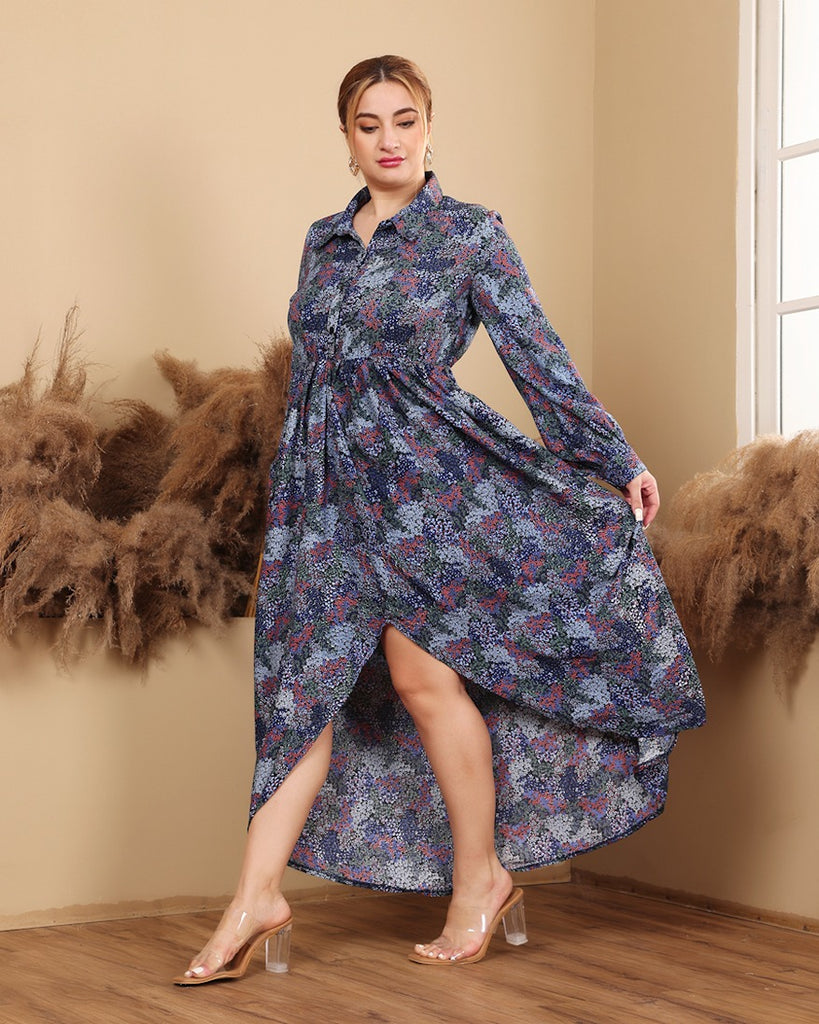 Model wearing Polyester Maxi Dress with Pattern type: Floral-5