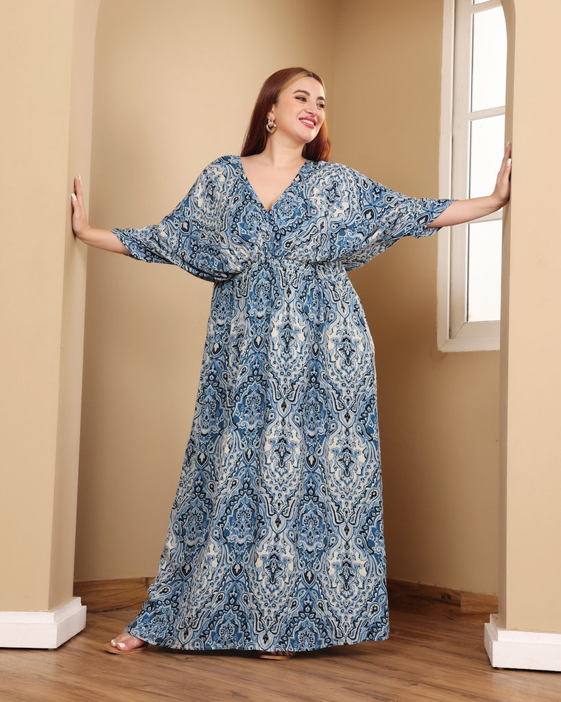 Model wearing Viscose Crepe Maxi Dress with Pattern type: Motif-1