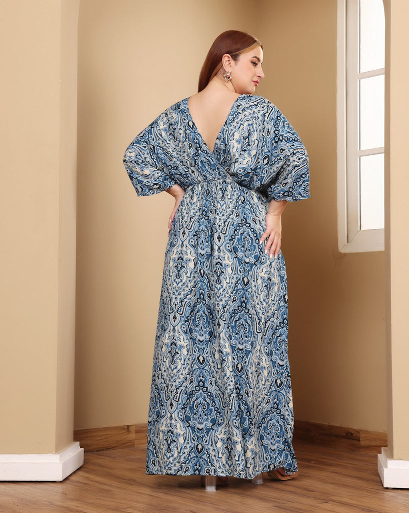 Model wearing Viscose Crepe Maxi Dress with Pattern type: Motif-4