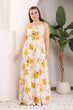 White & Yellow Floral Printed Maxi Dress