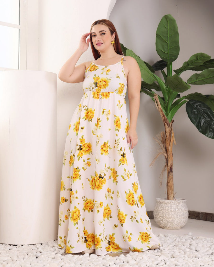 Model wearing Polyester Maxi Dress with Pattern type: Floral-2