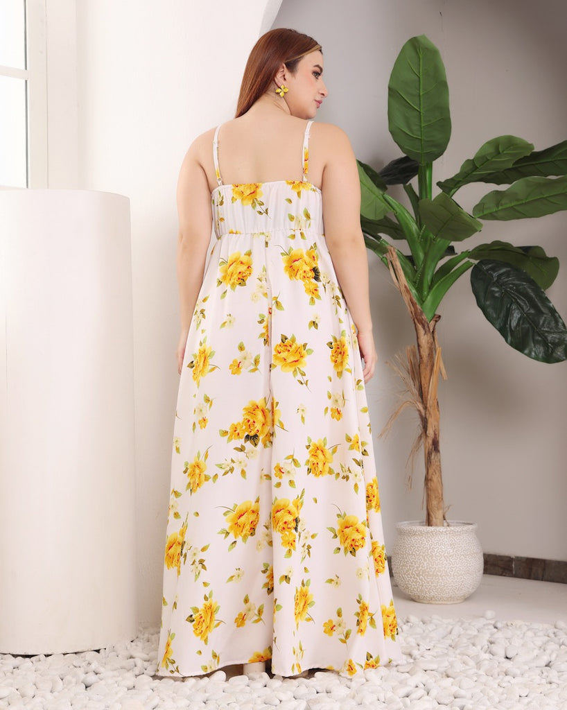 Model wearing Polyester Maxi Dress with Pattern type: Floral-5