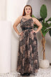 Brown & Black Abstract Printed Maxi Dress