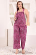 Pink Leaves Printed Dungaree