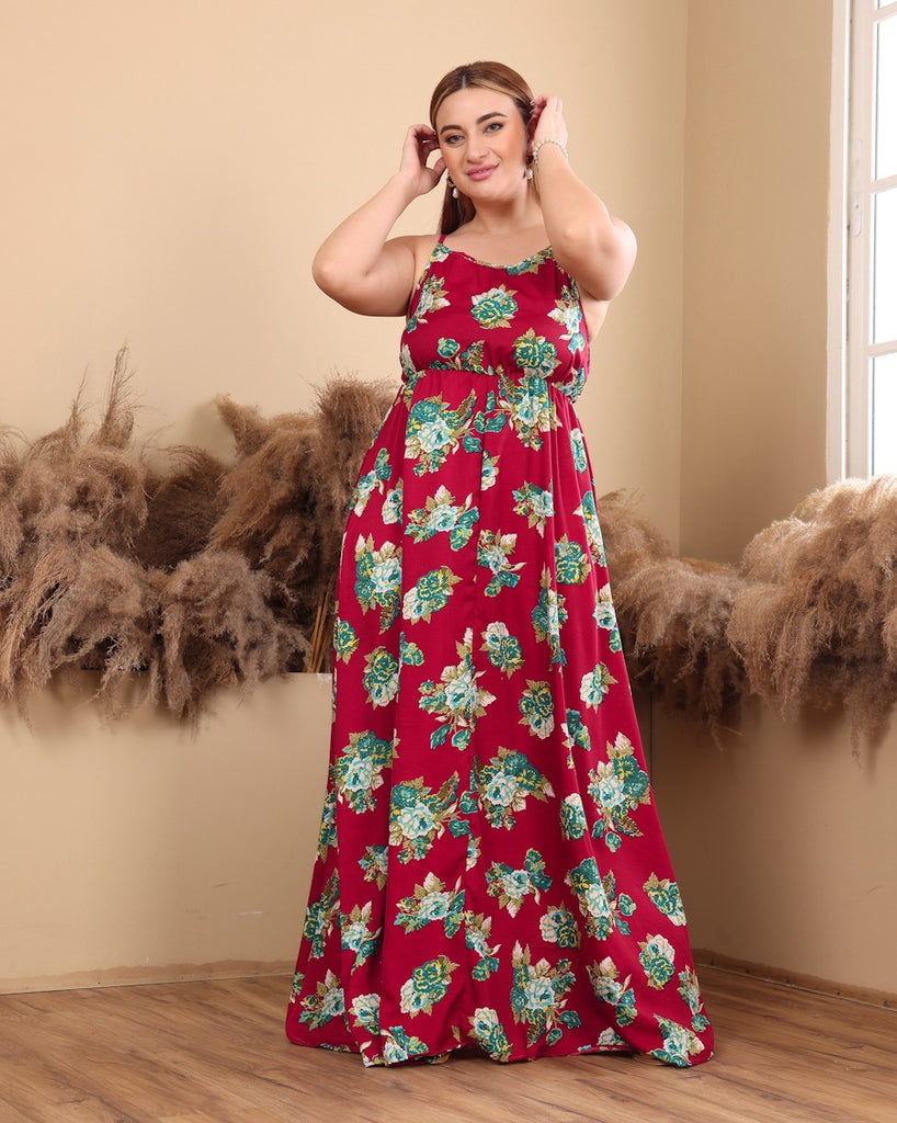 Model wearing Polyester Maxi Dress with Pattern type: Floral-4