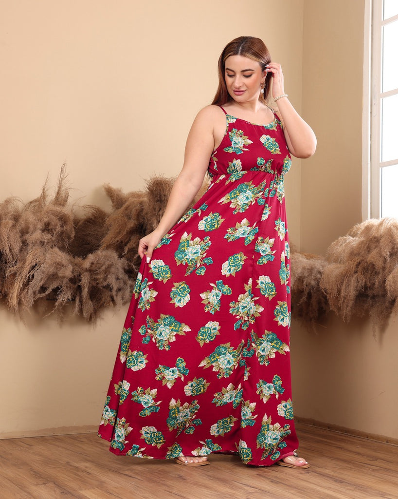 Model wearing Polyester Maxi Dress with Pattern type: Floral-5