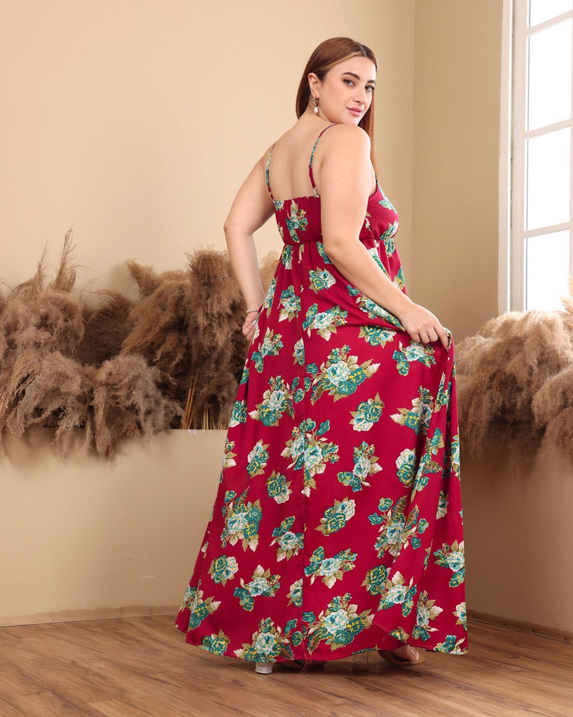 Model wearing Polyester Maxi Dress with Pattern type: Floral-6