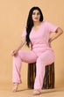 Cotton Solid Pyjama Night Suit Set -Baby Pink