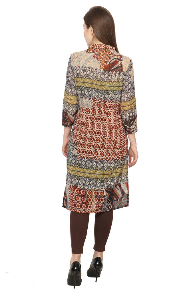 Model wearing Polyster Georgette Tunic with Pattern type: Abstract-4