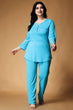 Anchor All Over Printed Night Suit Set with Long Sleeves-Blue