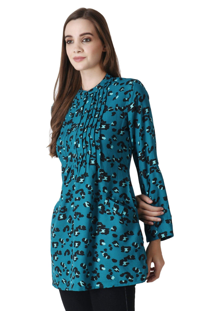 Model wearing Poly Crepe Tunic with Pattern type: Animal-17
