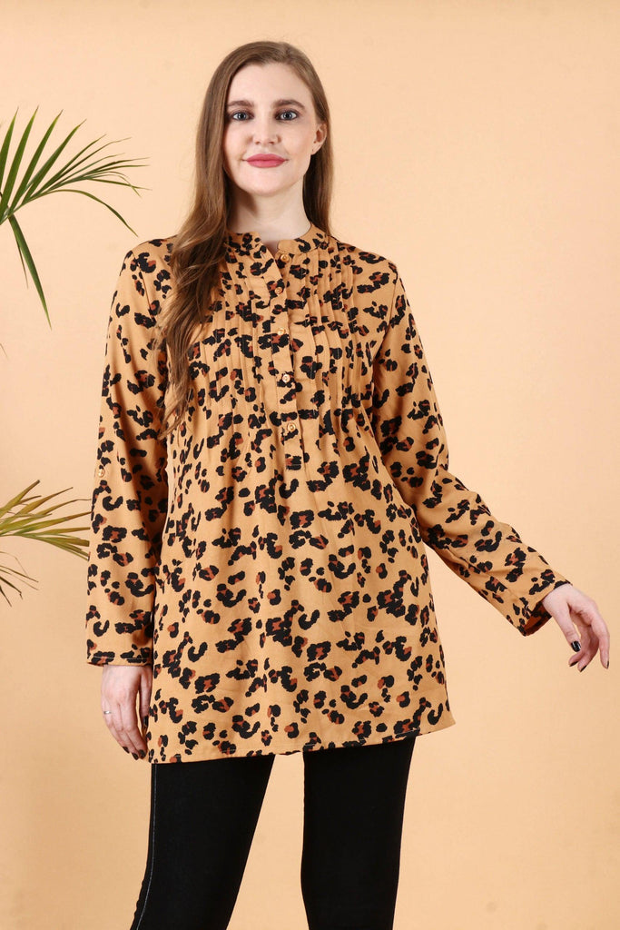 Model wearing Poly Crepe Tunic with Pattern type: Animal-5