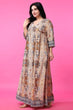 Beige Abstract Printed Maxi Dress
