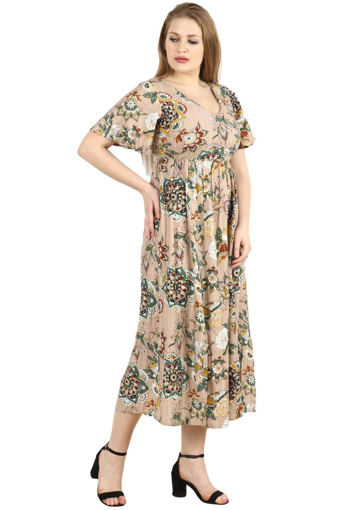 Model wearing Rayon Maxi Dress with Pattern type: Ethnic-3