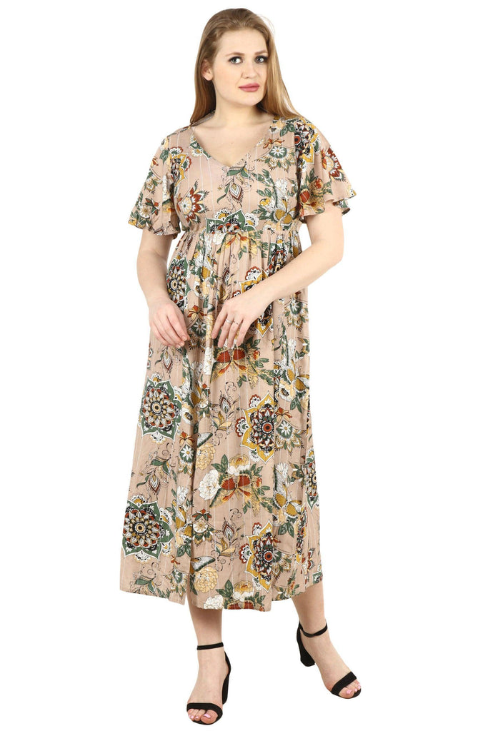 Model wearing Rayon Maxi Dress with Pattern type: Ethnic-5
