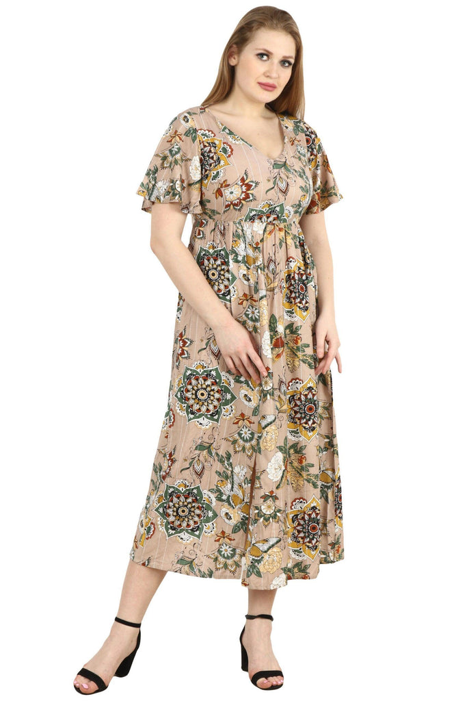 Model wearing Rayon Maxi Dress with Pattern type: Ethnic-6