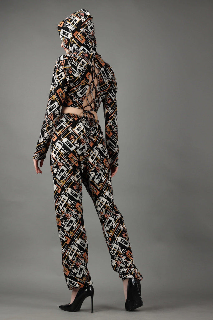Model wearing Cotton Lycra Co-ord Set with Pattern type: Abstract-3