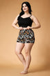 Black Abstract Printed Fitted Shorts