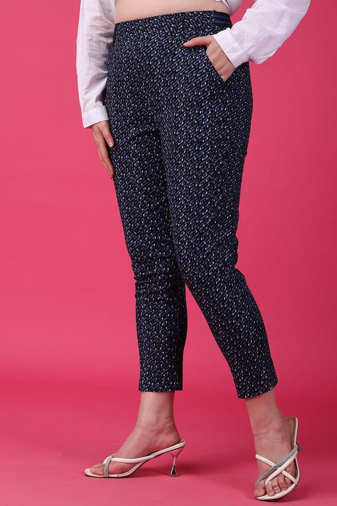 Model wearing Cotton Blended Pant with Pattern type: Dash-4