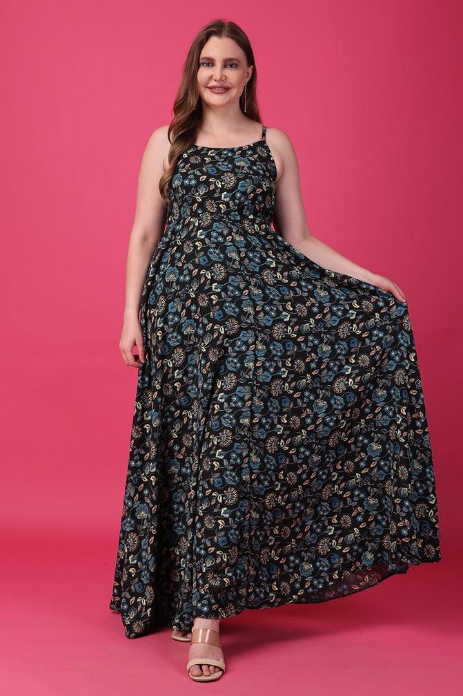 Model wearing Polyester Maxi Dress with Pattern type: Floral-1