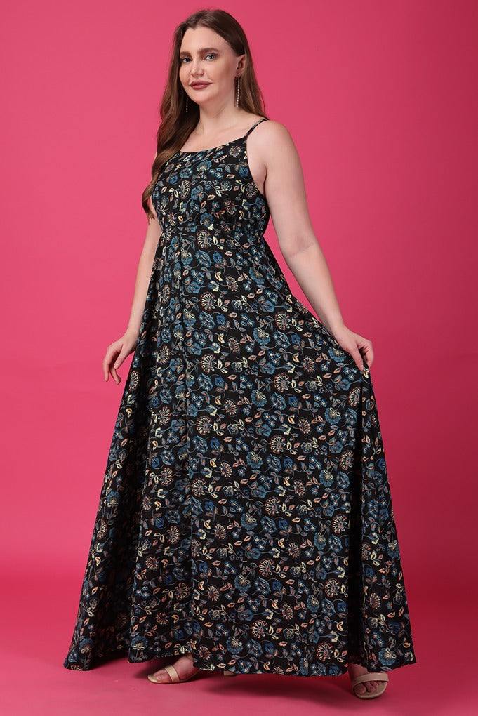 Model wearing Polyester Maxi Dress with Pattern type: Floral-3