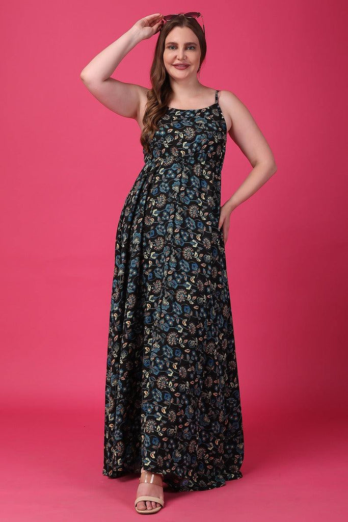 Model wearing Polyester Maxi Dress with Pattern type: Floral-7