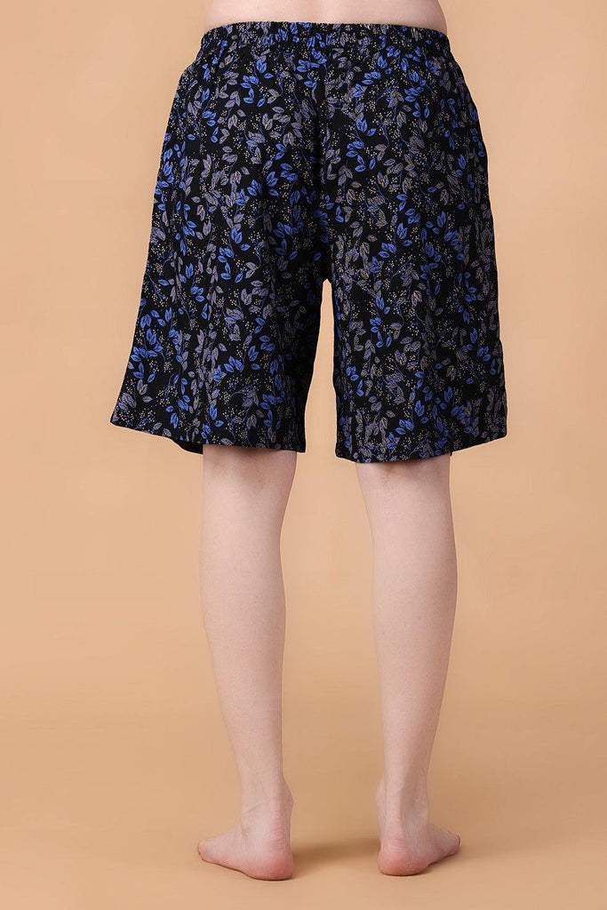 Model wearing Rayon Shorts with Pattern type: Floral-3