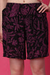 Black & Purple Floral Printed Shorts