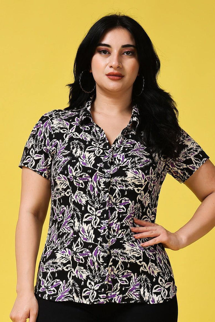 Model wearing Rayon Shirt with Pattern type: Leaf-2