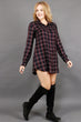 Black & Red Checked Buttoned Dress