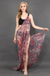 Black & Red Floral Printed Wrap Around Cover Up Dress