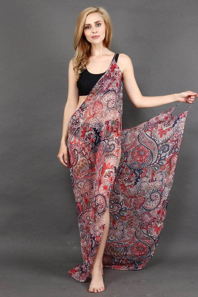 Model wearing Polyster Georgette Maxi Dress with Pattern type: Floral-2