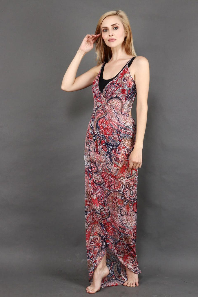 Model wearing Polyster Georgette Maxi Dress with Pattern type: Floral-8